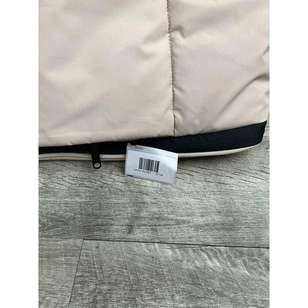 CALPAK Luka Duffel Bag Oatmeal Beige Quilted Puffer Travel Gym Bag HUB Logo